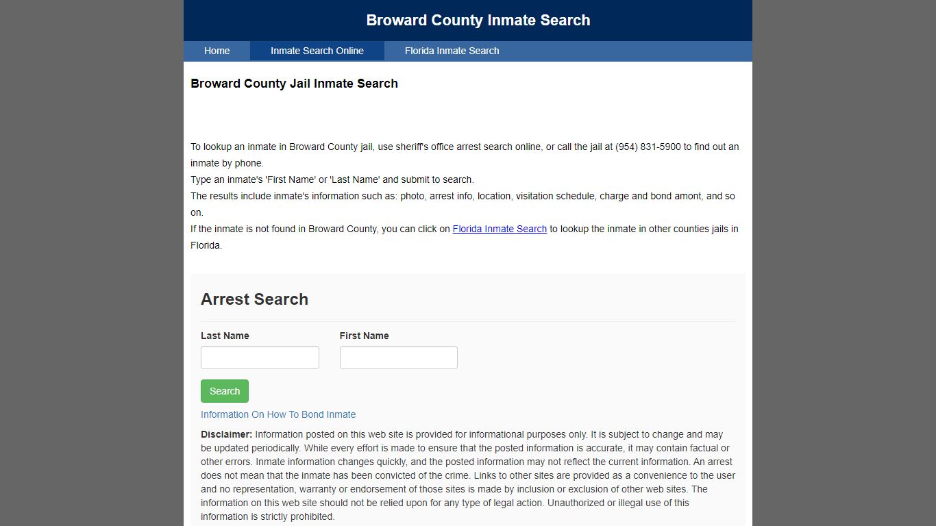 Broward County Jail Inmate Search